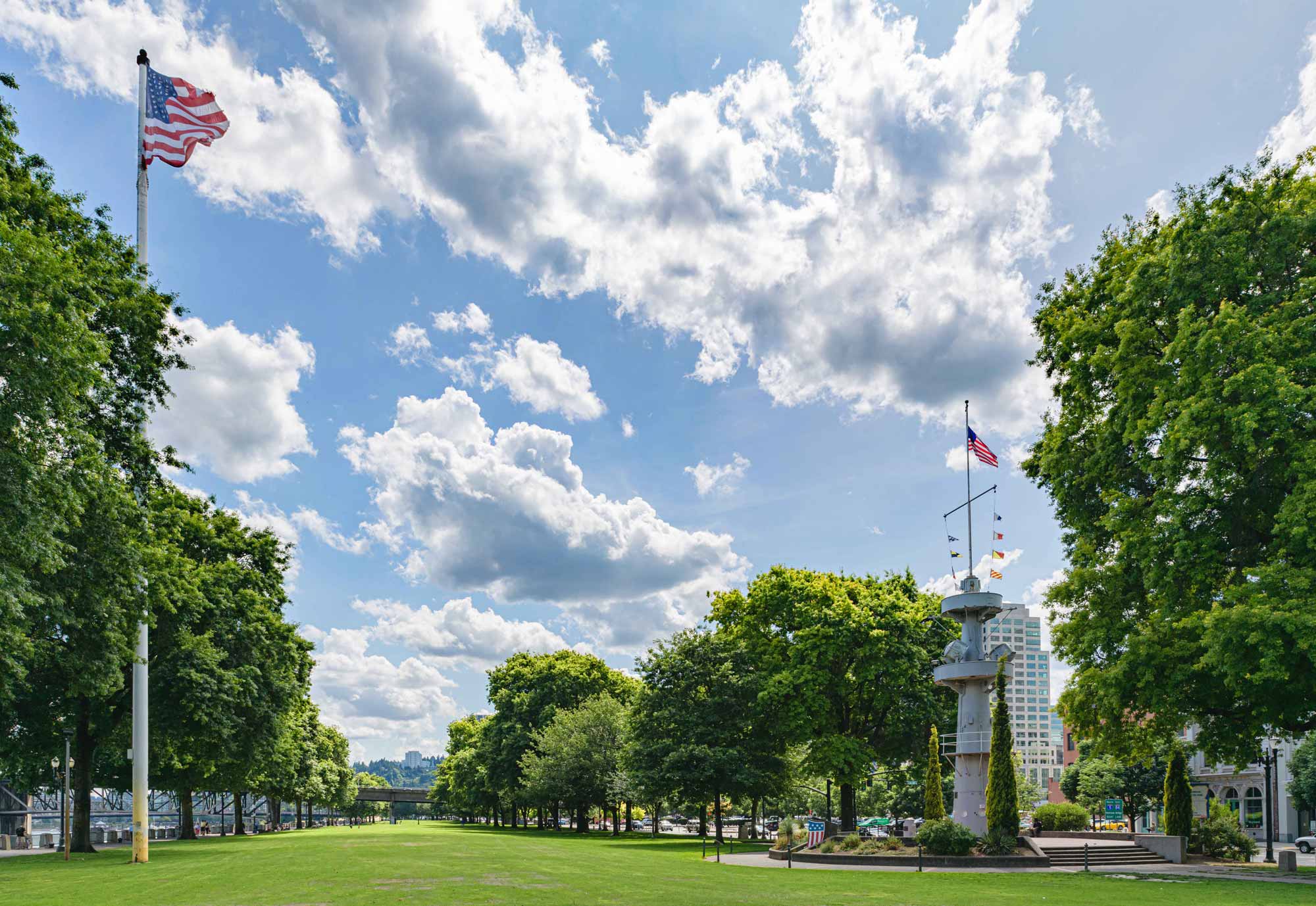 Willamette waterfront park near 230 Ash luxury apartments in downtown Portland