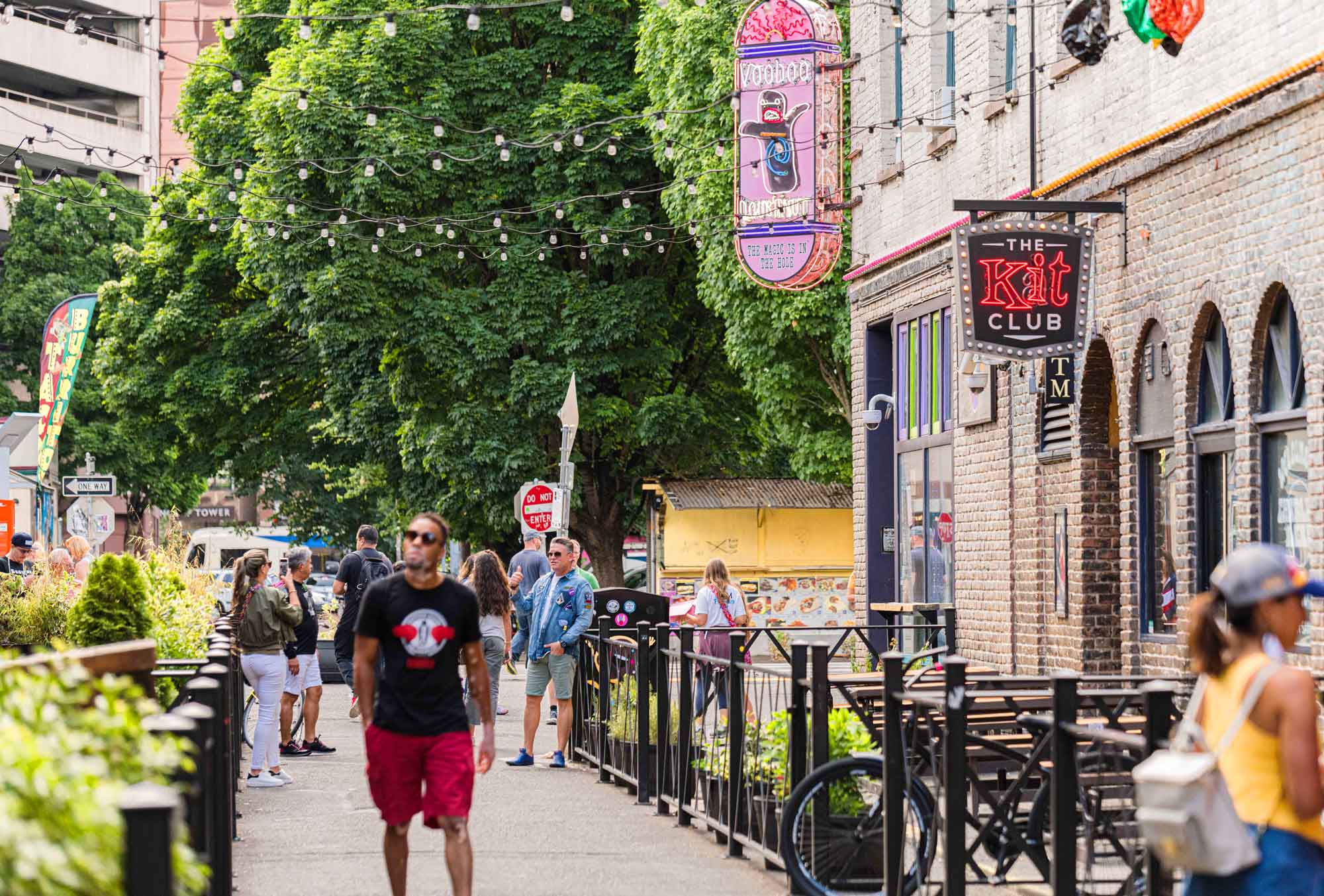 Voodoo Doughnuts and Kit Kat Club near 230 Ash luxury apartments in downtown Portland